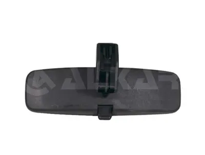 A black car interior mirror is shown against a white background.
