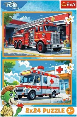 Zdjęcie produktu dla PUZZLE 2x24 Wóz strażacki i karetka 34447