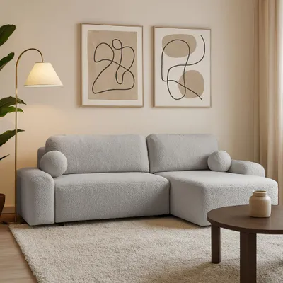Produktbild von Ecksofa NOEL mit Schlaffunktion, Bettkasten & universeller Ottomane, Grau