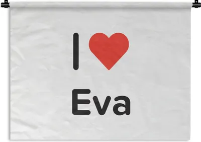 Produktbild von MuchoWow® Wandteppich Wandbehang Ich liebe - Eva - Mädchen 90x67.5 cm Tapisserie Dekoration Wandtuch - Fototeppich - Wand-Skulpturen