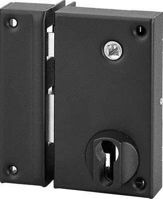 Image de Boitier de serrure verticale en applique double entrée à fouillot pour entrée, axe 45mm, gauche, 75x130mm, noir - THIRARD