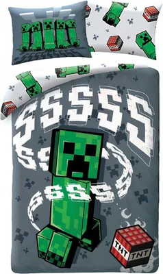 Image de HALANTEX Lin inclus Minecraft Creeper Gris Coton, 140/200, 70/90 cm