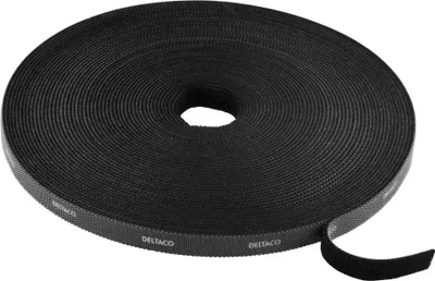 Produktbild von Deltaco CM1015S, Kabelbinder mit Klettverschluss, Velcro, Schwarz
