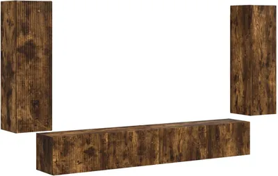 Immagine prodotto di vidaXL Set di mensole TV da parete 4 pezzi Legno di rovere affumicato