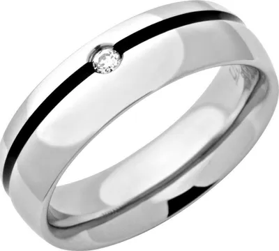 Produktbild von Edelstahlring glänzend Silber, Inlay Schwarz, Zirkonia Unique-R9114cz