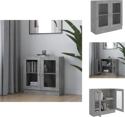 Produktbild von vidaXL Vitrinenschrank Betongrau 82,5x30,5x80 cm Holzwerkstoff -  Bücherregale & Bücherschränke