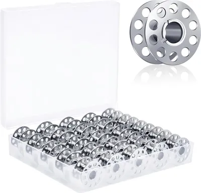 Produktbild von 25 Stück Nähmaschinenspule, Metall Leer Unterfadenspule, Spule Nähmaschine Leer mit Aufbewahrungsbox, Spulen Metall Garnspule für Handwerkliche Nähspulennähmaschinen