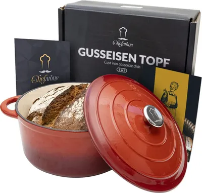 Obrázok produktu pre Chefarone Chefarone liatinová panvica - Kastról - Vrátane pokrievky - Vhodná na všetky zdroje tepla - Cocotte / smalt