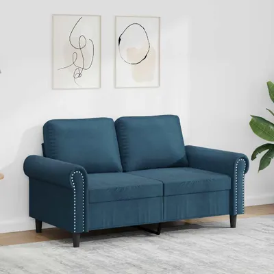 Image de vidaXL Canapé 2 places bleu 120 cm velours