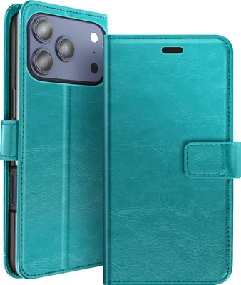 Zdjęcie produktu dla Mayaxess, etui typu portfel do iPhone'a 17 Pro Max z paskiem na rękę, kolor niebieski