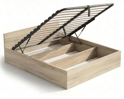 Produktbild von Bett mit Bettkasten 160x200 cm Metalllattenrost aufklappbar Sonoma Eiche