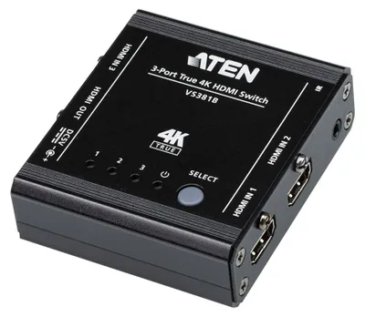 Zdjęcie produktu dla ATEN VS381B, HDMI, Metal, Czarny, 60 Hz, 5 m, 3840 x 2160, 4096 x 2160