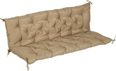 Produktbild von 3 Sitzer Bankauflage 150x98x8 cm Bankkissen mit Bändern, Bankpolster für Gartenmöbel Hollywoodschaukel, Khaki