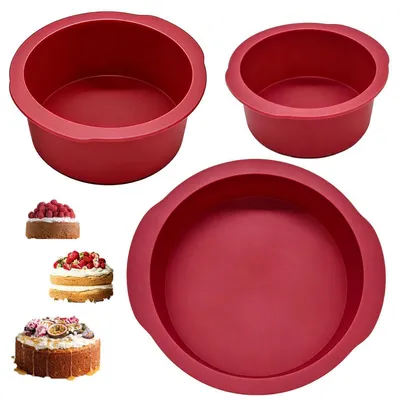 Image de Lot de 3 moules en silicone ronds pour pâtisserie, diamètre 10 + 15 + 20 cm