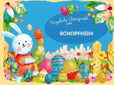 Produktbild von vianmo Holzschild 30x40 cm Ostern Ostergrüße SCHOPFHEIM
