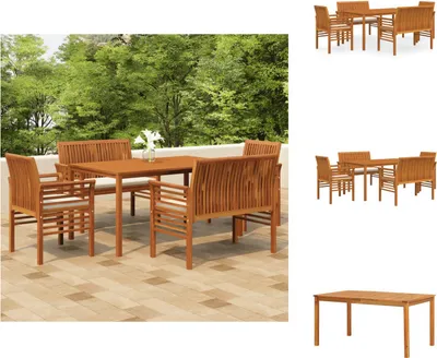 Image de vidaXL Ensemble de jardin 5 pièces avec coussins en bois massif d'acacia - Ensemble de meubles de jardin
