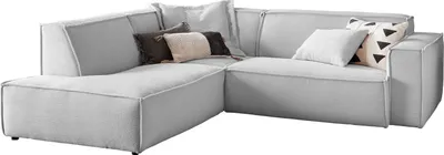 Produktbild von KAWOLA Sofa SAMU Ecksofa Cord hellgrau Recamiere links