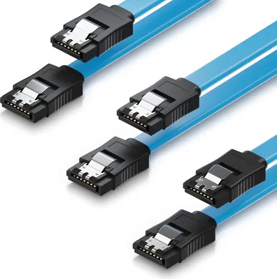 Produktbild von deleyCON 3x 50cm SATA III Kabel im Set S-ATA 3 Datenkabel - HDD SSD Verbindungskabel Anschlusskabel Metall-Clip 6 GBit/s - 2 Gerade L-Type Stecker - Blau