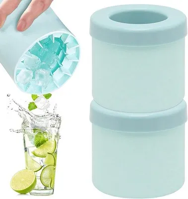 Produktbild von Silikonische Eiswürfelformen - stapelbar - 2 Stück - blau