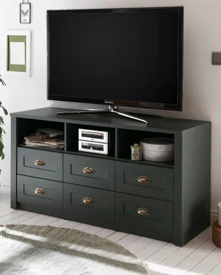 Produktbild von TV-Lowboard "Forres" grün Landhaus TV Unterteil mit Komforthöhe 130 x 67 cm