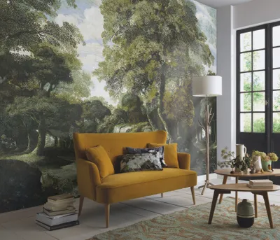 Produktbild von NEWROOM Tapete Grün Vliestapete Wald - Mustertapete Floral Grau Blau Bäume Landschaft Waldtapete  Blätter