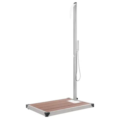 Produktbild von Gartendusche mit Brauner Bodenplatte 225 cm Edelstahl