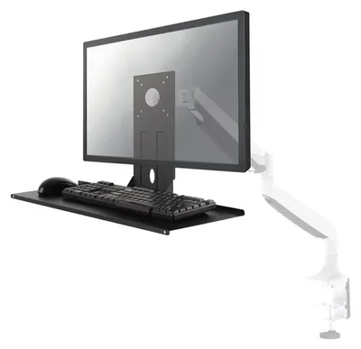 Produktbild von Neomounts KEYB-V200BLACK Tastatur-/Mausablage VESA - B 65 cm, Schwarz, Stahl, 2 kg, 75 x 75 mm, 81,3 cm (32"), 100 x 100 mm