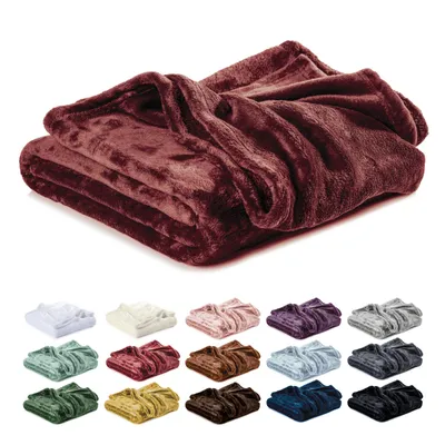Produktbild von Lavea® Mikrofaser Kuscheldecke 220x240 cm, flauschig & weich, warme Fleecedecke für Sofa & Bett, pflegeleicht, atmungsaktiv, hautfreundlich, Bordeaux