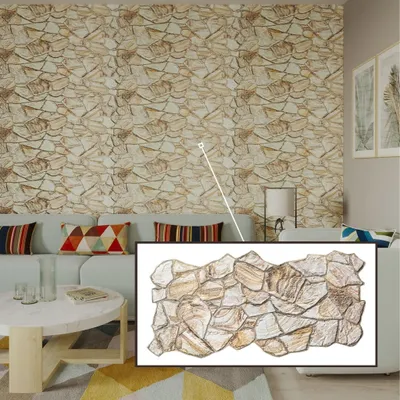 Produktbild von 3D-Wandpaneele PVC | Steinoptik | Honig Sandstein - 1 Platte - 0.5 m² | Für Wohnzimmer, Küche & Bad | Einfache DIY-Montage