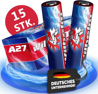 Produktbild von 15 x Wilhelm A27 Blister 12V Wilhelm Alkaline Batterien MN27 V27GA 27A 12 Volt 25 mAh