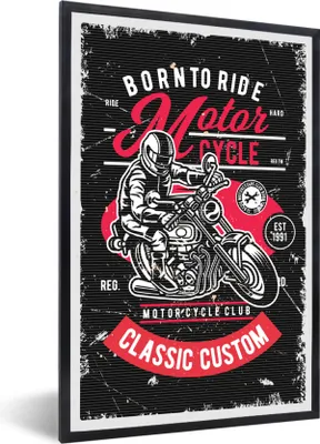 Produktbild von MuchoWow® MuchoWow® Gerahmtes Poster Mancave - Motorrad - Vintage - Zitate 20x30 cm - Poster mit zchwarzem Bilderrahmen - Drucken - Bilder Poster im Rahmen