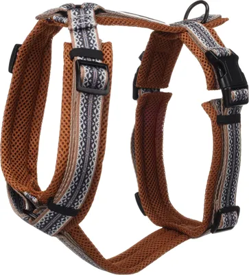 Image de Harnais pour chien Flamingo, forme en Y, couleur noire, taille L, tour de poitrine réglable de 46 à 80 cm, tour de ventre de 60 à 86 cm, largeur de 25 mm