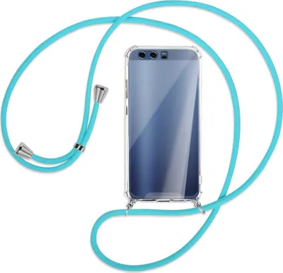 Produktbild von Handykette Backcover-Schutzhülle mit Band (Metall silberfarben) für Huawei P10 - türkis