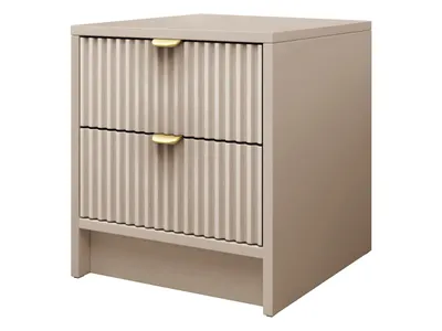 Produktbild von MIRJAN24 Nachttisch Tireno 2SZ, Nachtschrank mit zwei Schubladen, Aluminiumgriff in der Farbe Gold (Farbe: Sandbeige)
