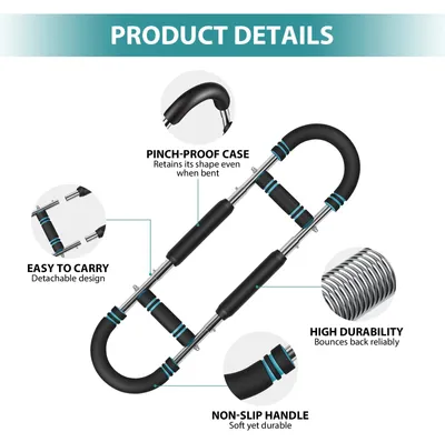 Immagine prodotto di Allenatore per braccia - Espansori per pettorali e avambracci - Regolabile - Tre fori - Tre posizioni - Allenamento della forza - Nero
