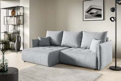 Produktbild von Ecksofa Schlafsofa CANIO Stoff Monolith Hellgrau Ottomane Links