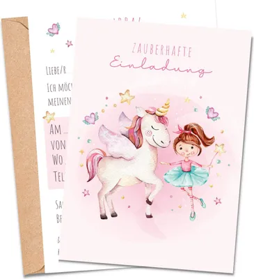 Produktbild von MeinBaby123® 10 Einladungskarten Kindergeburtstag inkl. Umschläge | Prinzessin
