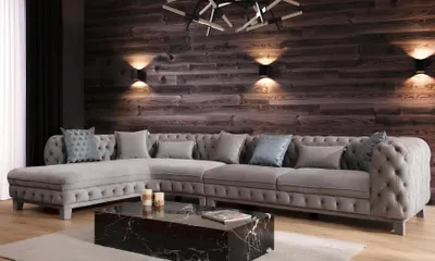 Produktbild von Ecksofa L-Form Couch Chesterfield Design Modern Sofa Stoff Textil Neu