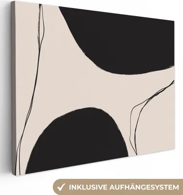 Produktbild von MuchoWow® - Leinwandbilder - Pastell - Schwarz - Minimalismus, Wandbild, Wanddeko Bilder Wohnzimmer, 80x60 cm