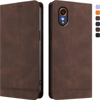 Obrázek produktu pro Pouzdro pro Samsung Galaxy Xcover7, retroPolyuretankožené flip pouzdro s stojánkem a přihrádkami na karty Hnědý