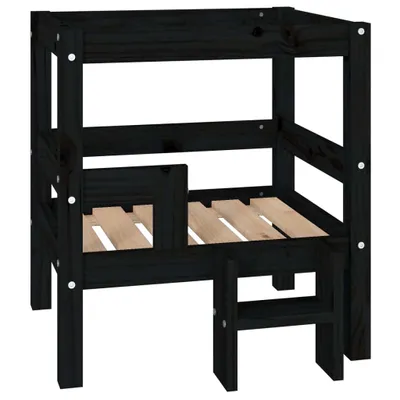 Produktbild von vidaXL Hundebett Schwarz 55,5x53,5x60 cm Massivholz Kiefer