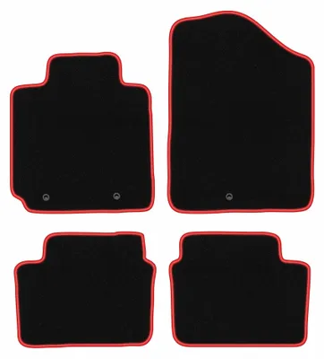 Produktbild von Velours-Fußmatten für Hyundai Veloster 2011-2018 (Coupé) – 4-tlg, Schwarz/Rot, passgenau – Wielganizator CARLUX