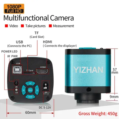 Imagen del producto de Microscopio digital 4K de 48 megapíxeles con salida HDMI - Ampliación de 180x - Metal - Ideal para reparación de electrónica