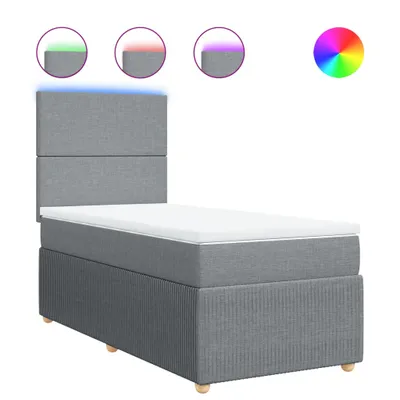 Produktbild von Boxspringbett mit Matratze Hellgrau 80x200 cm Stoff