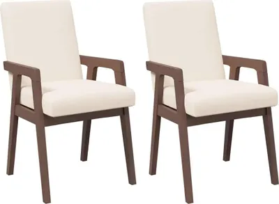 Produktbild von Esszimmerstühle mit Kissen 2 Stk. Braun Massivholz Gummibaum