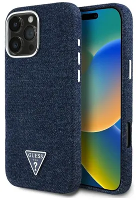 Obrázek produktu pro Guess Denim Triangle Logo MagSafe Apple iPhone 16 Pro Max modrá