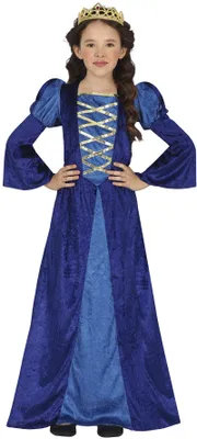 Imagen del producto de Princesa, época medieval, reina de cuento de hadas, disfraz de carnaval, vestido azul elegante, fantasía real, disfraz de carnaval, histórico, vestido noble, fiesta de disfraces, disfraz de fantasía mágica, talla: 110/116, color: azul