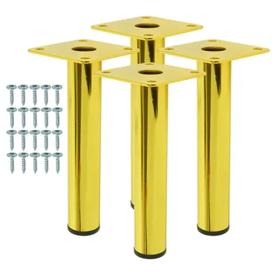 Produktbild von Stahl Möbelbeine rund 17,6 cm, Set mit Schrauben, gold, 4 Stück