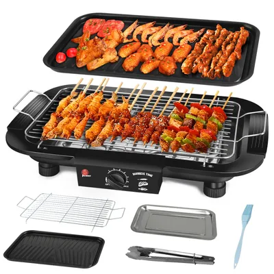 Produktbild von Tischgrill Elektrisch 1500 W,BBQ Grill teppanyaki grill,Auffangschale1600,00 W, 1600W,36 x 22cm Grillfläche, Auffangschale, regelbares Thermosta