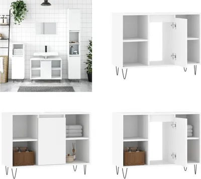Image de vidaXL Armoire de salle de bain Blanc 80x33x60 cm Bois composite - Armoire de salle de bain - Armoire - Armoire salle de bain